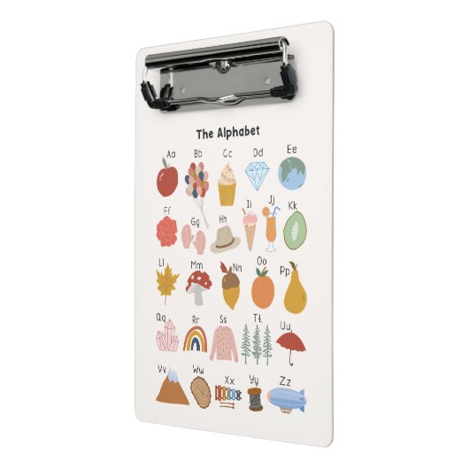 A to Z Alphabet mit Bildern Kinder Mini Klemmbrett (Gewinkelt2)
