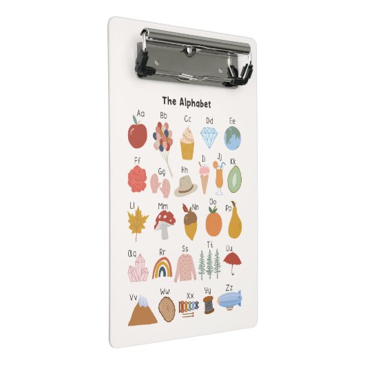 A to Z Alphabet mit Bildern Kinder Mini Klemmbrett (Schrägansicht)