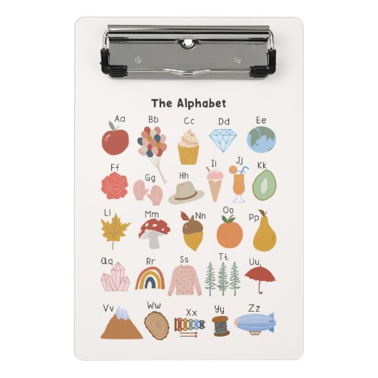 A to Z Alphabet mit Bildern Kinder Mini Klemmbrett (Vorderseite)
