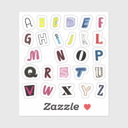 A to Z Alphabets Cutout Sticker Pack (Blatt)