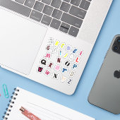 A to Z Alphabets Cutout Sticker Pack (Laptop mit iPhone)