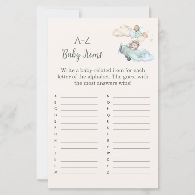 A to Z Baby Items Game Bearly Wait Airplane Boy (Vorderseite)