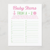 A to Z Baby Items Nautical Baby Shower Game Flyer (Vorne)
