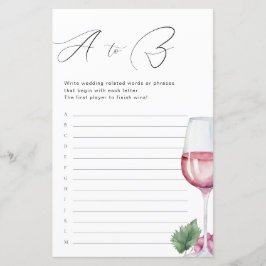 A to Z Vino vor Vows Brautparty Game