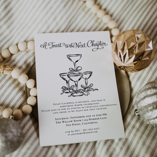 A Toast to the Next Chapter | Elegant Retirement  Einladung