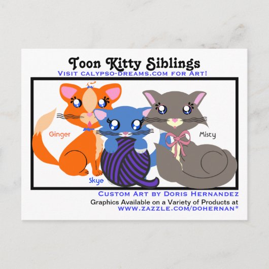 A* Toon Kitty Siblons Visitenkarte Postkarte (Vorderseite)