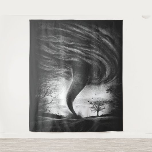 a tornado on a road in realistic style wandteppich (Vorderseite)