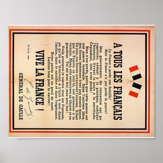 A Tous les Français Poster (Vorne)