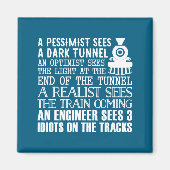A Train Engineer And 3 Idiots Funny Joke  Magnet (Vorne)