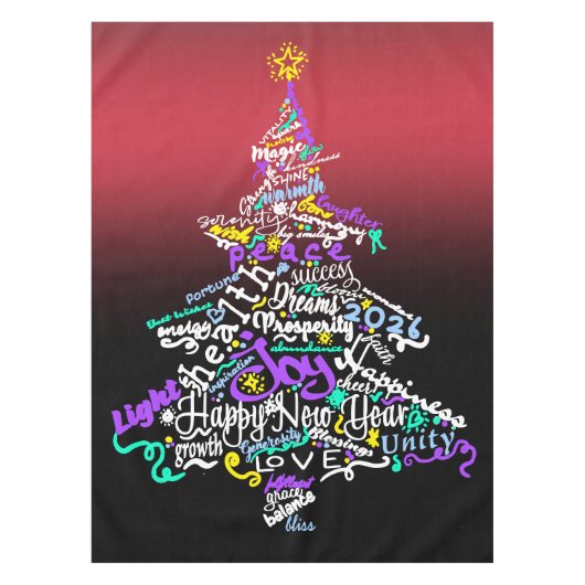 A Tree of Hopeful Words for 2026 - Happy New Year Tischdecke (Vorderseite)