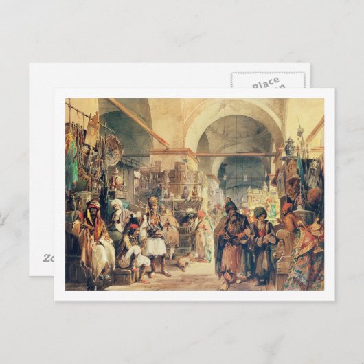 A Turkish Bazaar, 1854 (pencil & w/c on paper) Postkarte (Vorne/Hinten)