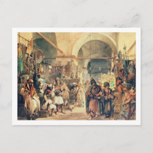 A Turkish Bazaar, 1854 (pencil & w/c on paper) Postkarte