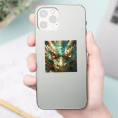 A Turquoise and Gold Dragon Mystical Aufkleber (Telefon)