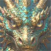 A Turquoise and Gold Dragon Mystical Aufkleber (Vorderseite)