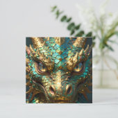 A Turquoise and Gold Dragon Mystical Karte (Stehend Vorderseite)
