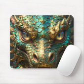 A Turquoise and Gold Dragon Mystical Mousepad (Mit Mouse)