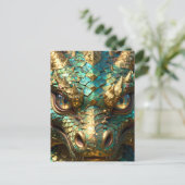 A Turquoise and Gold Dragon Mystical Postkarte (Stehend Vorderseite)