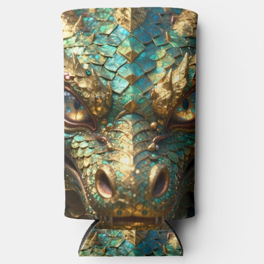 A Turquoise and Gold Dragon Mystical Selters Dosenkühler (Vorderseite)