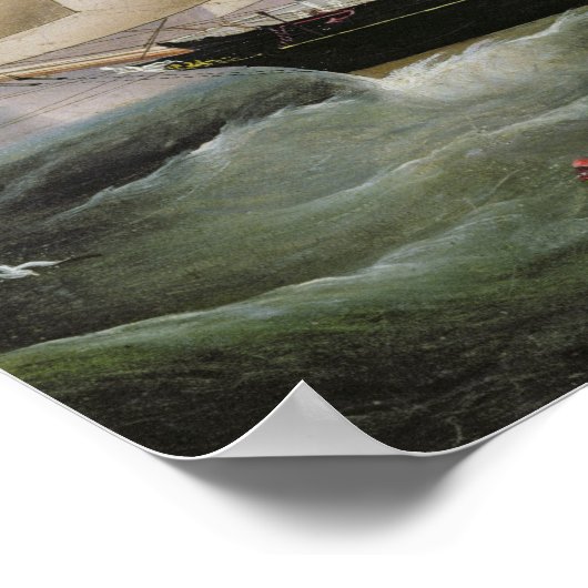 A Two Masted Schooner off Dover (Öl auf Leinwand) Poster (Ecke)