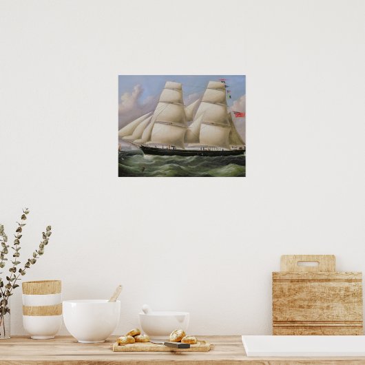 A Two Masted Schooner off Dover (Öl auf Leinwand) Poster (Küche)