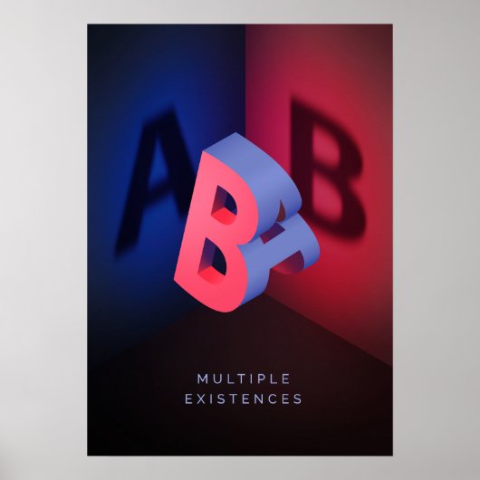 A und B 3d-Illustrationseffekt Poster (Vorne)