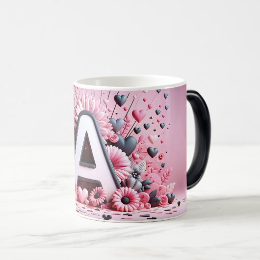 A Valentine alphabet 3D Verwandlungstasse (VorderseiteRechts)