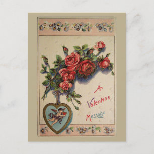 A Valentine Message Vintage Postcard Feiertagspostkarte