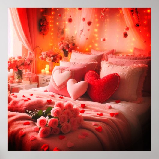 A Valentine's Day Bedroom Decorated With Love on a Poster (Vorne)