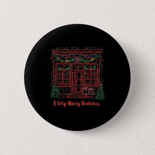 A Very Merry Bookmas Cozy Christmas Bookstore Holi Button (Vorderseite)