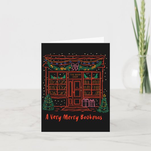 A Very Merry Bookmas Cozy Christmas Bookstore Holi Karte (Vorderseite)