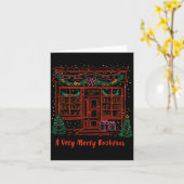 A Very Merry Bookmas Cozy Christmas Bookstore Holi Karte (Gelbe Blume)
