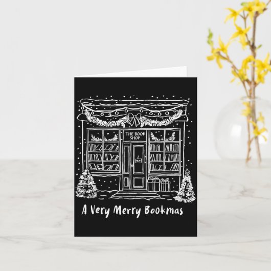 A Very Merry Bookmas Cozy Christmas Bookstore Holi Karte (Gelbe Blume)