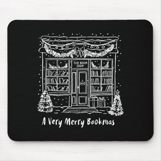 A Very Merry Bookmas Cozy Christmas Bookstore Holi Mousepad (Vorne)
