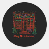 A Very Merry Bookmas Cozy Christmas Bookstore Holi Runder Aufkleber (Vorderseite)
