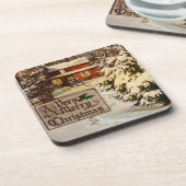 A Very Merry Christmas Classic Traditional Winter  Getränkeuntersetzer (Linke Seite)