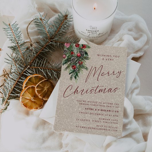 A Very Merry Christmas Party Modern Gold Einladung