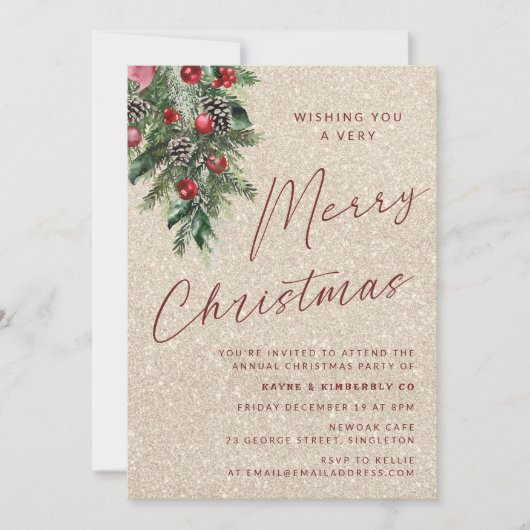 A Very Merry Christmas Party Modern Gold Einladung (Vorderseite)