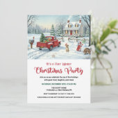 A Very Merry Christmas Retro Invitation Einladung (Stehend Vorderseite)