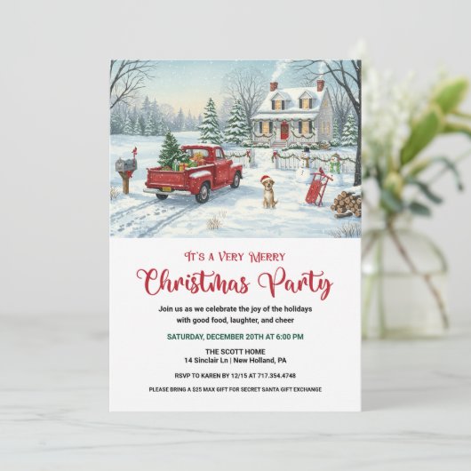 A Very Merry Christmas Retro Invitation Einladung (Stehend Vorderseite)