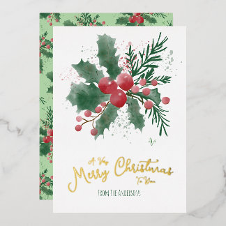 A Very Merry Christmas To You From... Watercolor  Folien Feiertagskarte