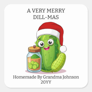 A Very Merry Dill-Mas Christmas Holiday Jar Quadratischer Aufkleber