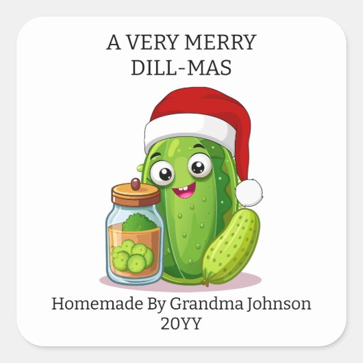 A Very Merry Dill-Mas Christmas Holiday Jar Quadratischer Aufkleber (Vorderseite)
