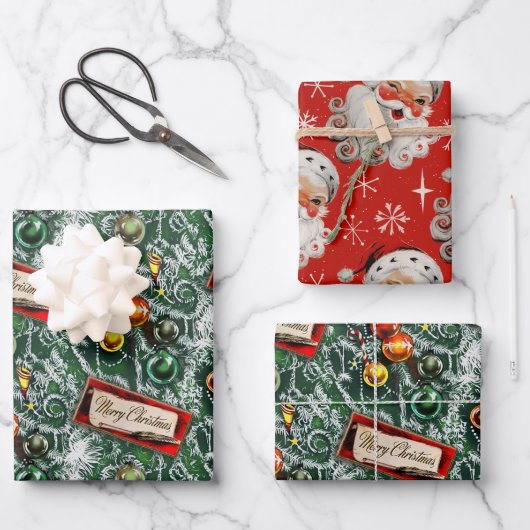 A Very Retro Merry & Bright Christmas Geschenkpapier Set (Vorderseite)