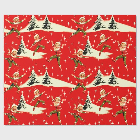 A Very Retro Merry & Bright Christmas Pixies Geschenkpapier (Flach)
