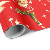 A Very Retro Merry & Bright Christmas Pixies Geschenkpapier (Rolleneckpunkt)
