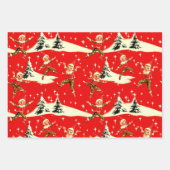 A Very Retro Merry & Bright Christmas Pixies Geschenkpapier Set (Vorderseite)