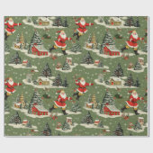 A Very Retro Merry & Bright Santas Geschenkpapier (Flach)