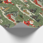 A Very Retro Merry & Bright Santas Geschenkpapier (Ecke)