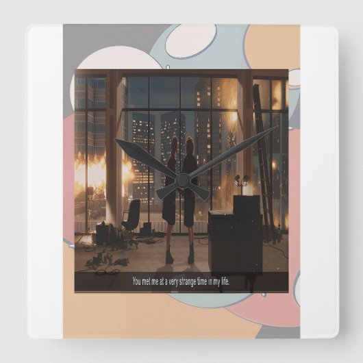 A Very Strange Time in my Life Wall Clock Quadratische Wanduhr (Vorderseite)