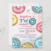 A vibrant 2nd birthday invitation with donuts.  einladung (Vorderseite)